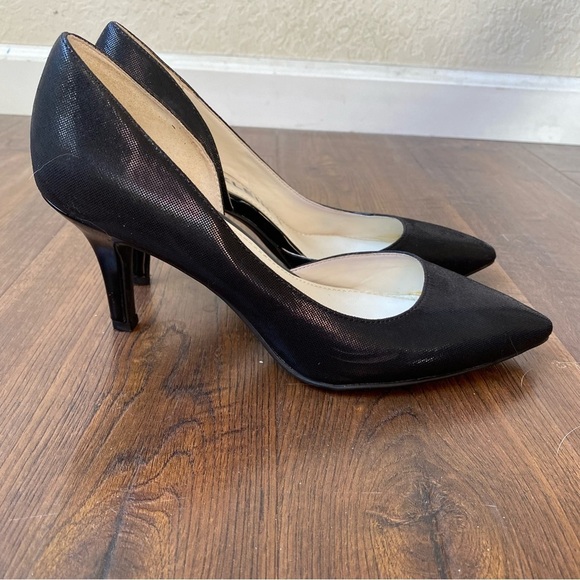 Anne Klein iflex Yolden Black Open Inner Side Pointy Toe Heels Pumps SZ 8 - Picture 13 of 14